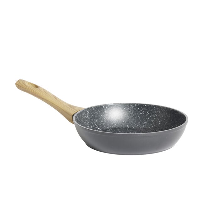 Po&ecirc;le tous feux dont induction aluminium noir et poign&eacute;e bois &Oslash;20cm