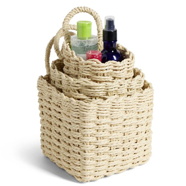 Lot de 3 pani&egrave;res tress&eacute;es rangement salle de bain