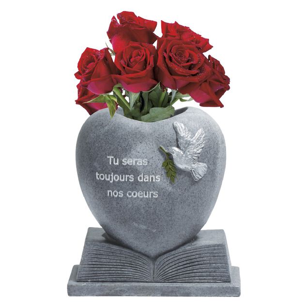 Vase fun&eacute;raire en forme de coeur