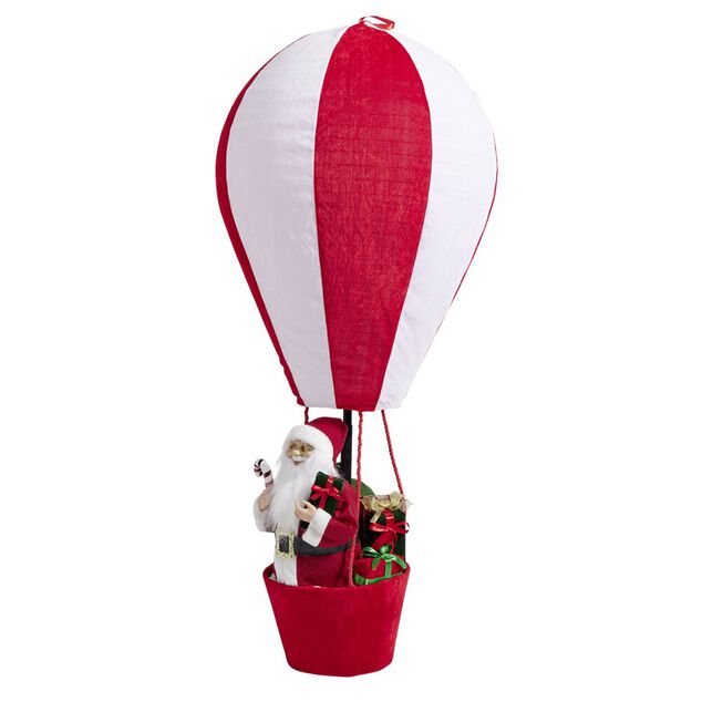 Montgolfi&egrave;re du p&egrave;re No&euml;l feutrine rouge et blanc XL &Oslash;65xH150cm