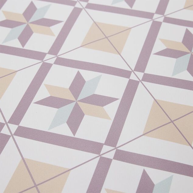 Tapis vinyle motifs carreaux de ciment ros&eacute;s 50x100cm