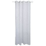 Voilage &agrave; oeillets motif brod&eacute; fleur blanc