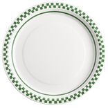 Assiette carton x8 blanc contour quadrillage vert et blanc &Oslash;23cm