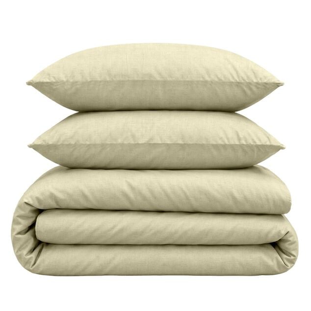Parure de lit 2 personnes 220x240cm polycoton uni 2 taies 63x63cm (2 mod&egrave;les)