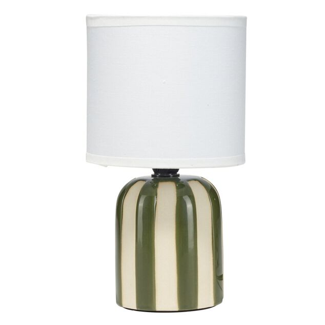 Lampe à poser LED céramique rayures abat-jour blanc Ø12xH21,5cm (4 modèles)