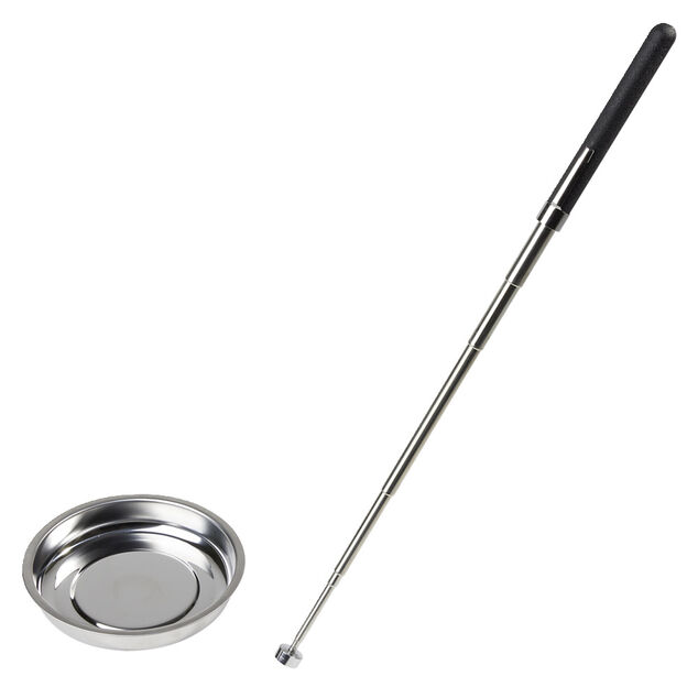 Outil magn&eacute;tique de ramassage en m&eacute;tal t&eacute;lescopique avec coupelle