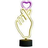 Néon LED à poser forme main avec coeur 17x23,5cm