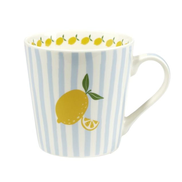 Mug c&eacute;ramique motif fruit orange bayad&egrave;re rayures color&eacute;es &Oslash;8,5xH9cm (2 mod&egrave;les)