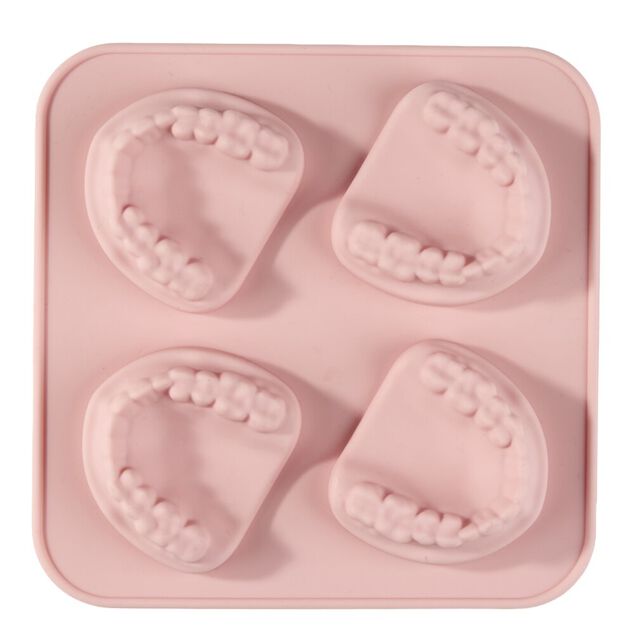 Moule à glaçons x4 dentier silicone rose 15x15x2cm