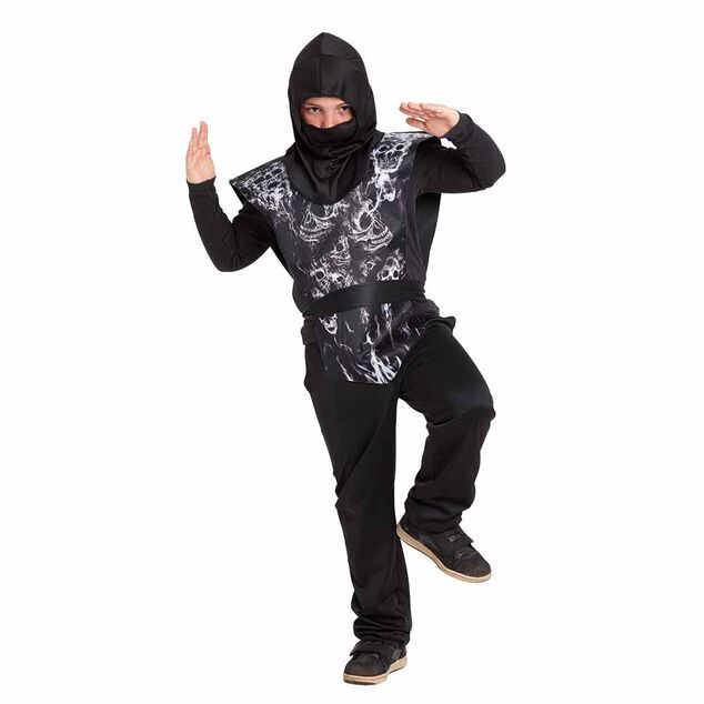 D&eacute;guisement enfant Halloween ninja imprim&eacute; cr&acirc;ne effet 3D 7/10 ans