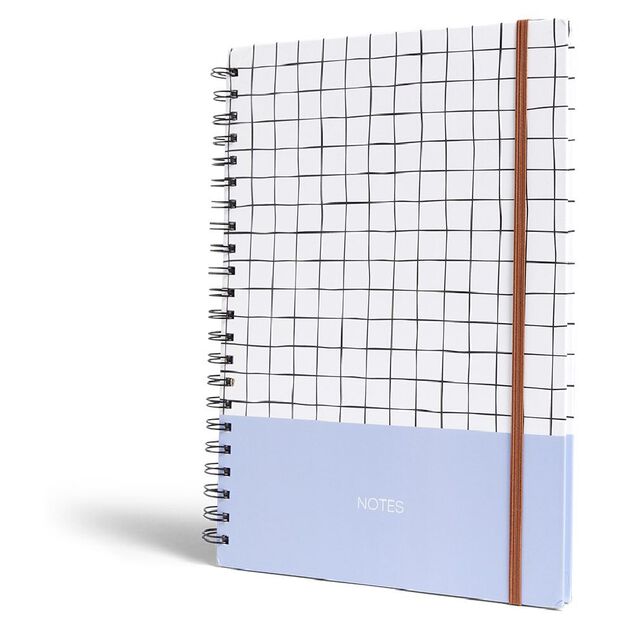 Carnet spirale A4 avec élastique 21x29cm couverture quadrillée 200 pages