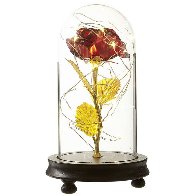 Rose &eacute;ternelle avec LED rouge et dor&eacute;