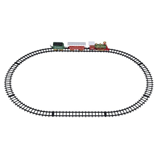 Train de No&euml;l lumineux et musical L92cm avec rail 11 pi&egrave;ces