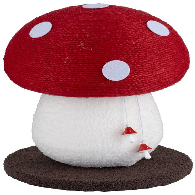 Griffoir pour chat forme champignon rouge et blanc &Oslash;28xH34cm