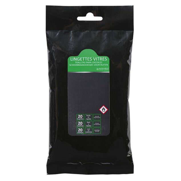 Lingette nettoyante pour vitres auto x20