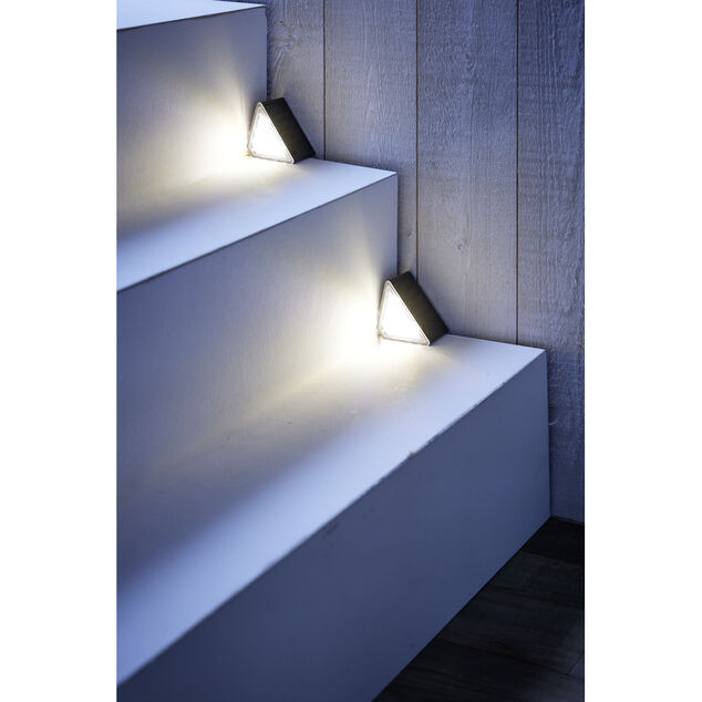 Lampe solaire noire x2 pour escalier 9LED 8,5x5,5xH5,5cm