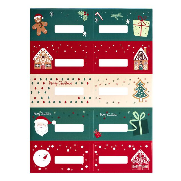 &Eacute;tiquette pour paquet cadeau No&euml;l 10 pi&egrave;ces