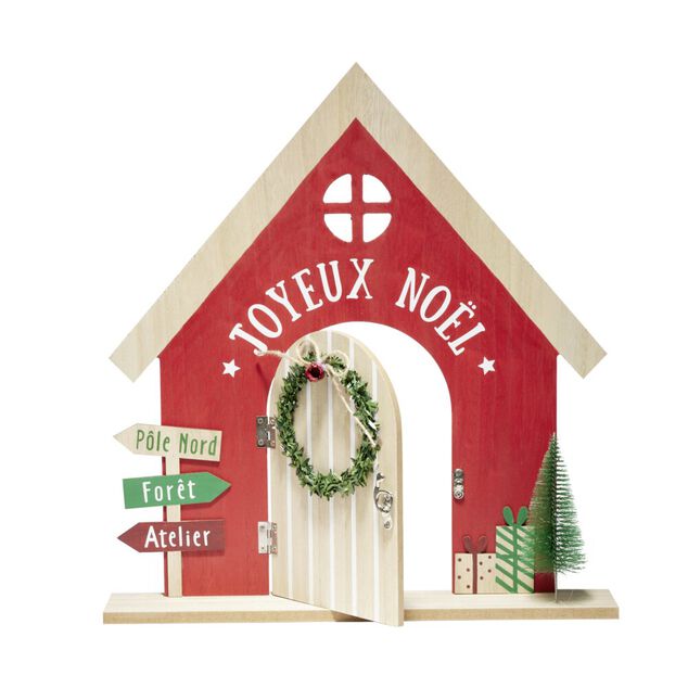 Maison de No&euml;l traditionnelle avec porte ouvrante H42cm
