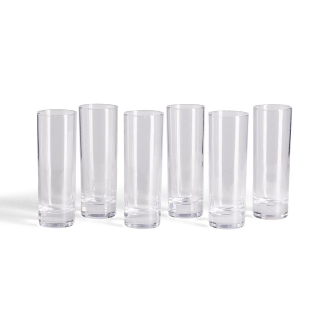 Lot de 6 verres tubes 29cl en verre transparent