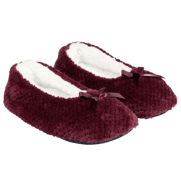 Chaussons ballerines fourr&eacute;s femme rouge bordeaux 36/37
