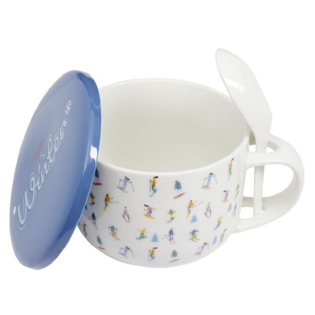 Bol soupe jumbo 62cl et cuill&egrave;re porcelaine fun