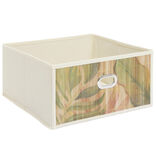 Panière rangement Box Cube tissu façade bambou feuillage 31x31xH15cm (2 modèles)