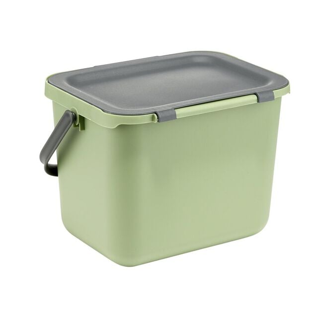 Poubelle compost &agrave; poser 6L plastique vert 25,5x19xH18,5cm