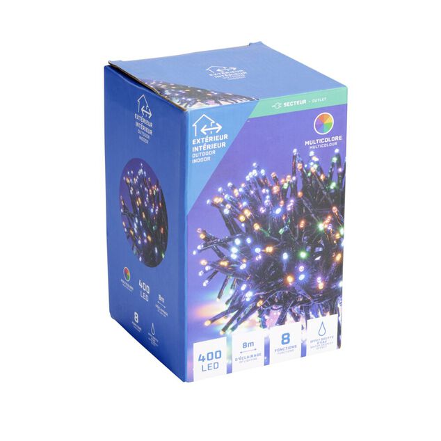 Guirlande lumineuse int/ext 400LED multicolore 8m