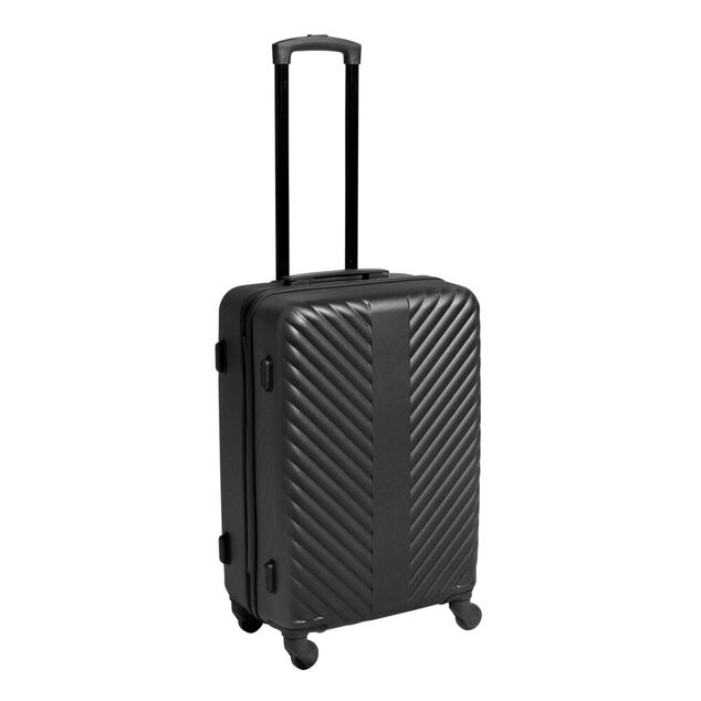 Valise trolley 31L rigide cabine 4 roues plastique noir 35x21,5xH52cm