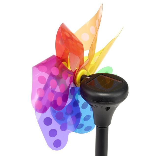 Moulin &agrave; vent solaire &agrave; planter plastique multicolore 17x10xH30cm