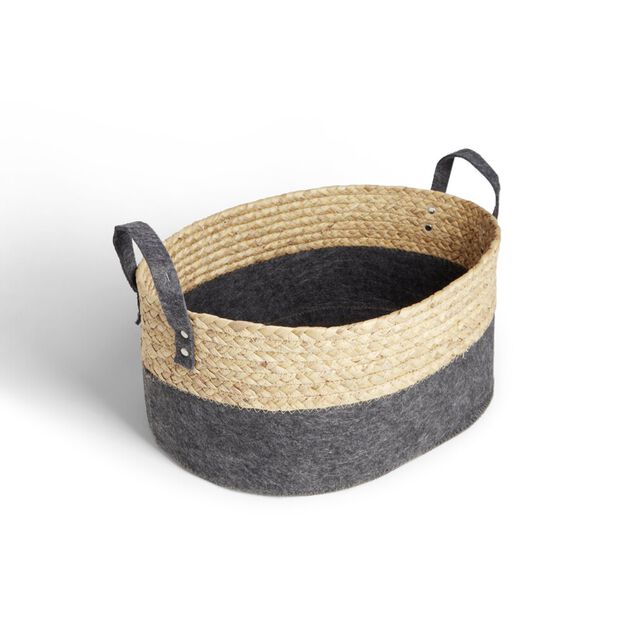 Pani&egrave;re jacinthe d'eau feutrine beige et gris fonc&eacute; 40x30xH18cm