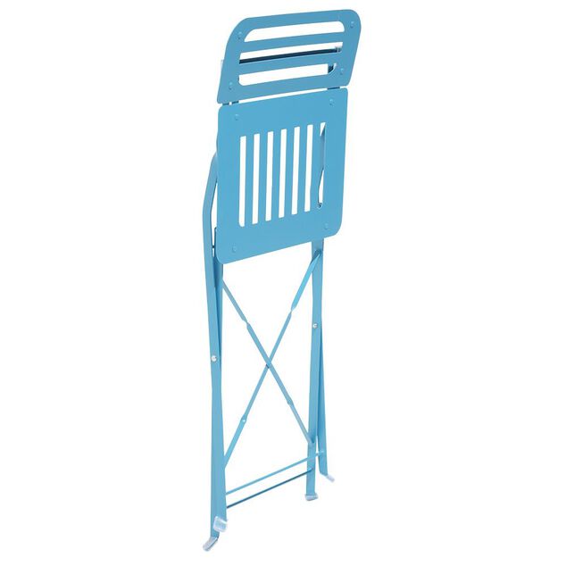 Chaise de jardin Rio pliante m&eacute;tal bleu 41x45xH82cm