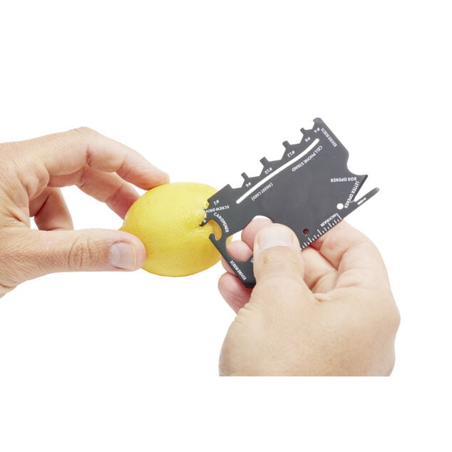 Carte d'outil multifonctions en m&eacute;tal noir 5,4x8,5cm