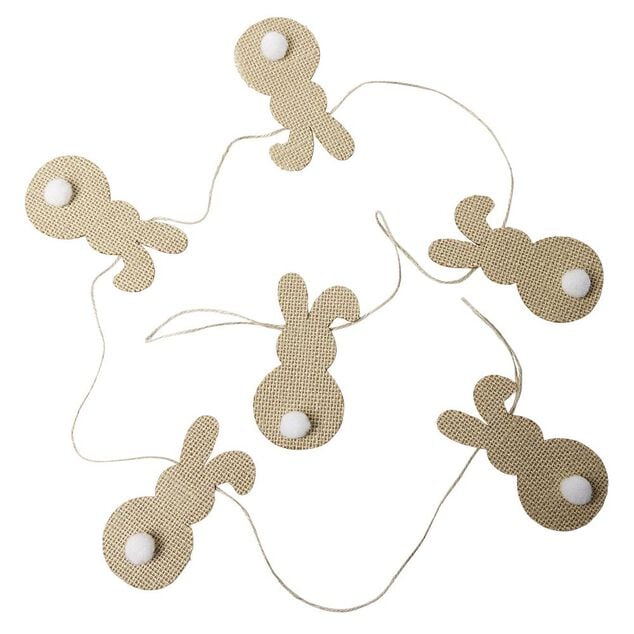 Guirlande jute P&acirc;ques forme poule ou lapin H5cm
