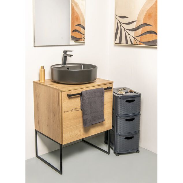 Tour de rangement à roulettes 3 tiroirs format A4 gris 29xP38xH66cm