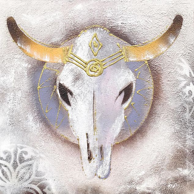 Tableau peinture  t&ecirc;te de bison fait main