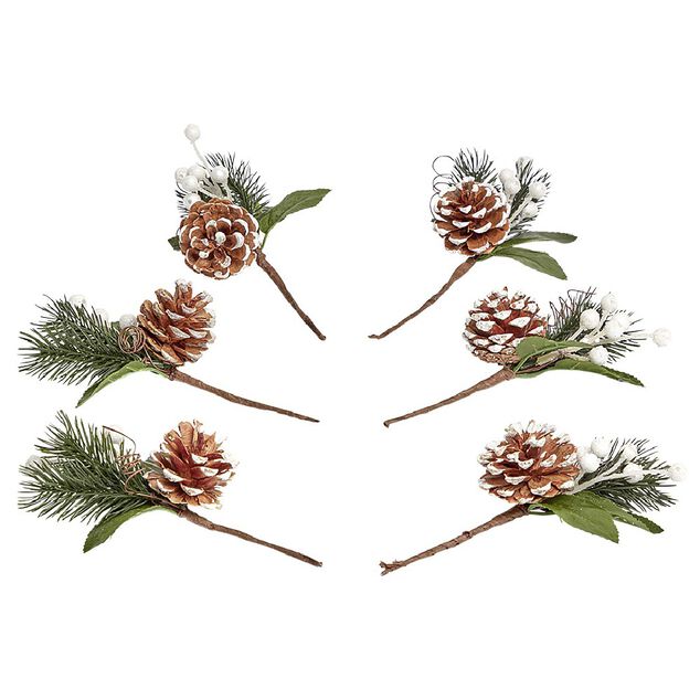Branche de Décoration x6 avec pomme de pin