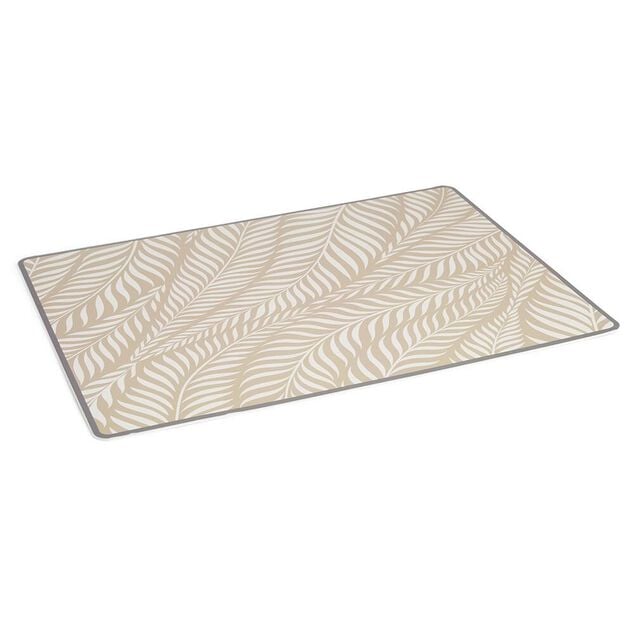 Tapis repose gamelle animaux motif feuillage plastique 32x43cm
