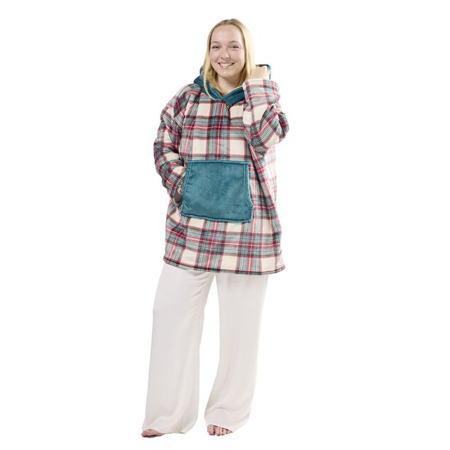 Plaid pull imprim&eacute; de No&euml;l L80X70 cm polyester (3 mod&egrave;les vert/rose/beige)