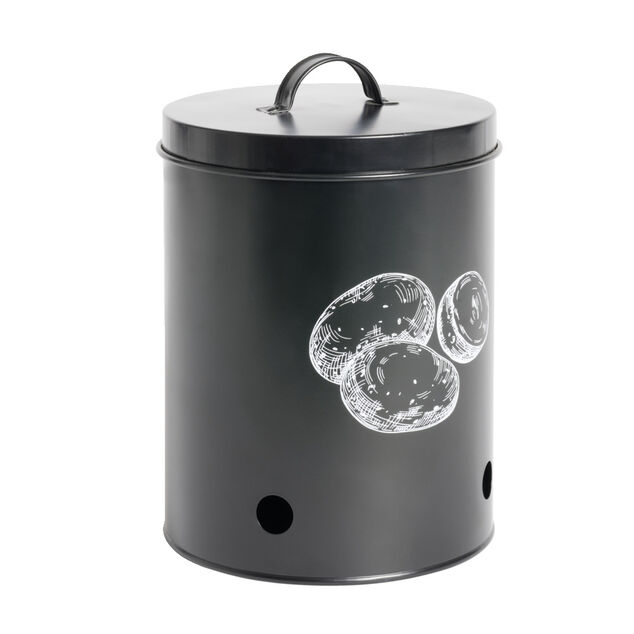 Bo&icirc;te de conservation pour pommes de terre en m&eacute;tal noir