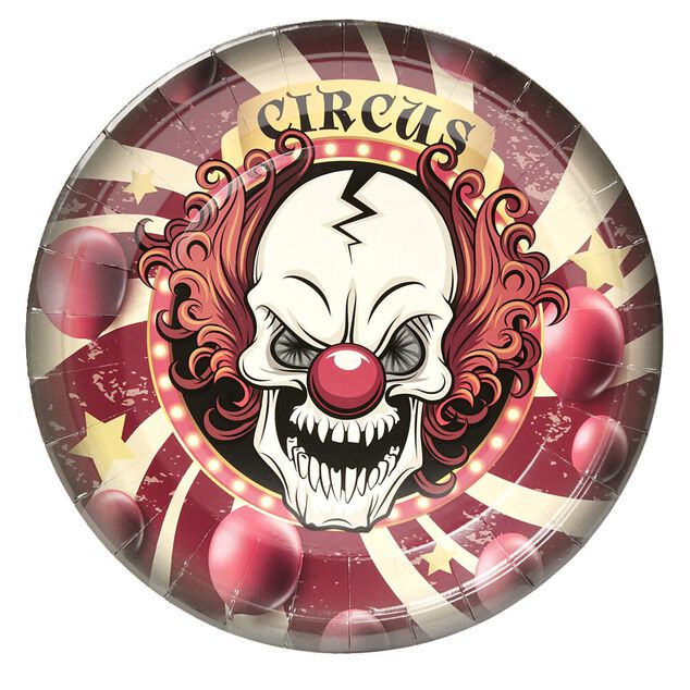 Lot de 8 assiettes en carton &Oslash;23cm design cirque Halloween