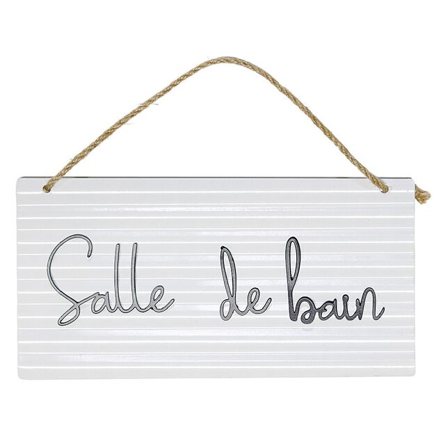 Pancarte décorative pièces de la maison en métal blanc