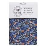 Coupon tissu imprim&eacute; Cahuita 70x100cm coton bleu marine