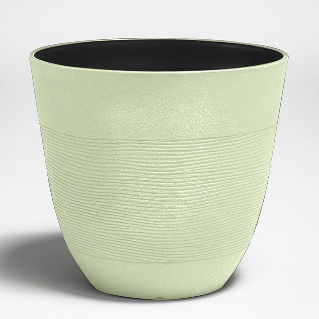 Cache pot grand mod&egrave;le effet stri&eacute; vert 12L &Oslash;30xH27cm