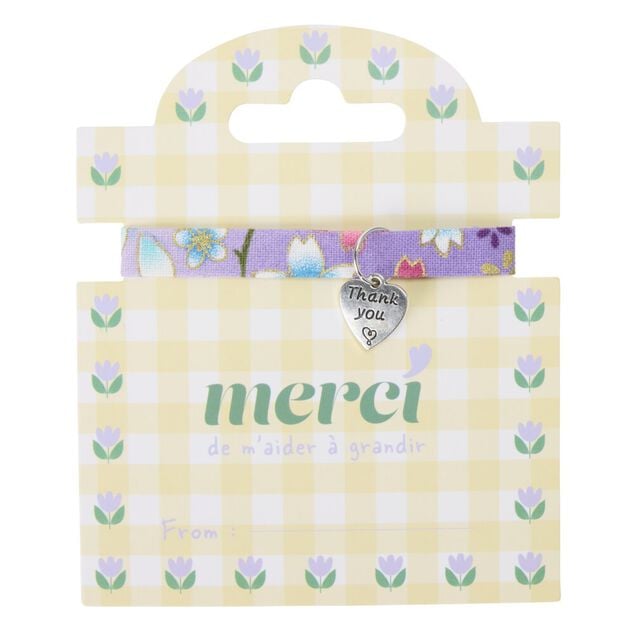 Bracelet remerciement Merci pour cette ann&eacute;e pampille coeur L10cm (3 mod&egrave;les)