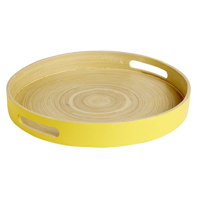 Plateau bambou contour color&eacute; 35x35xH5cm