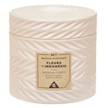 Bougie parfumée ivoire design relief senteur fleurs d'Indonésie 25H