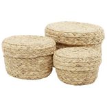 Pani&egrave;re ronde jonc tress&eacute; naturel x3