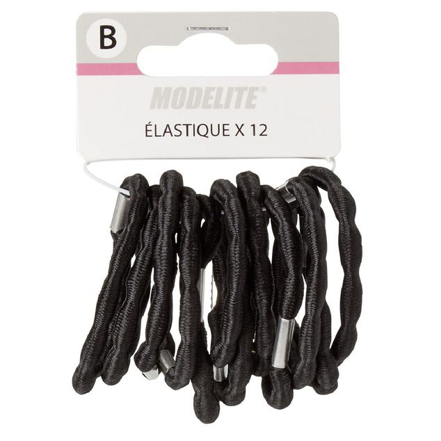 &Eacute;lastique latex ondul&eacute; noir x12