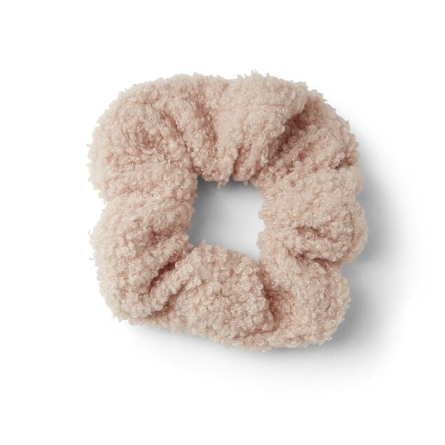 Chouchou effet laine boucl&eacute;e rose